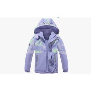 Boys Girls Rain Jacket Lightweight Waterproof Hooded Fleece Lined Coat Sz 4-12